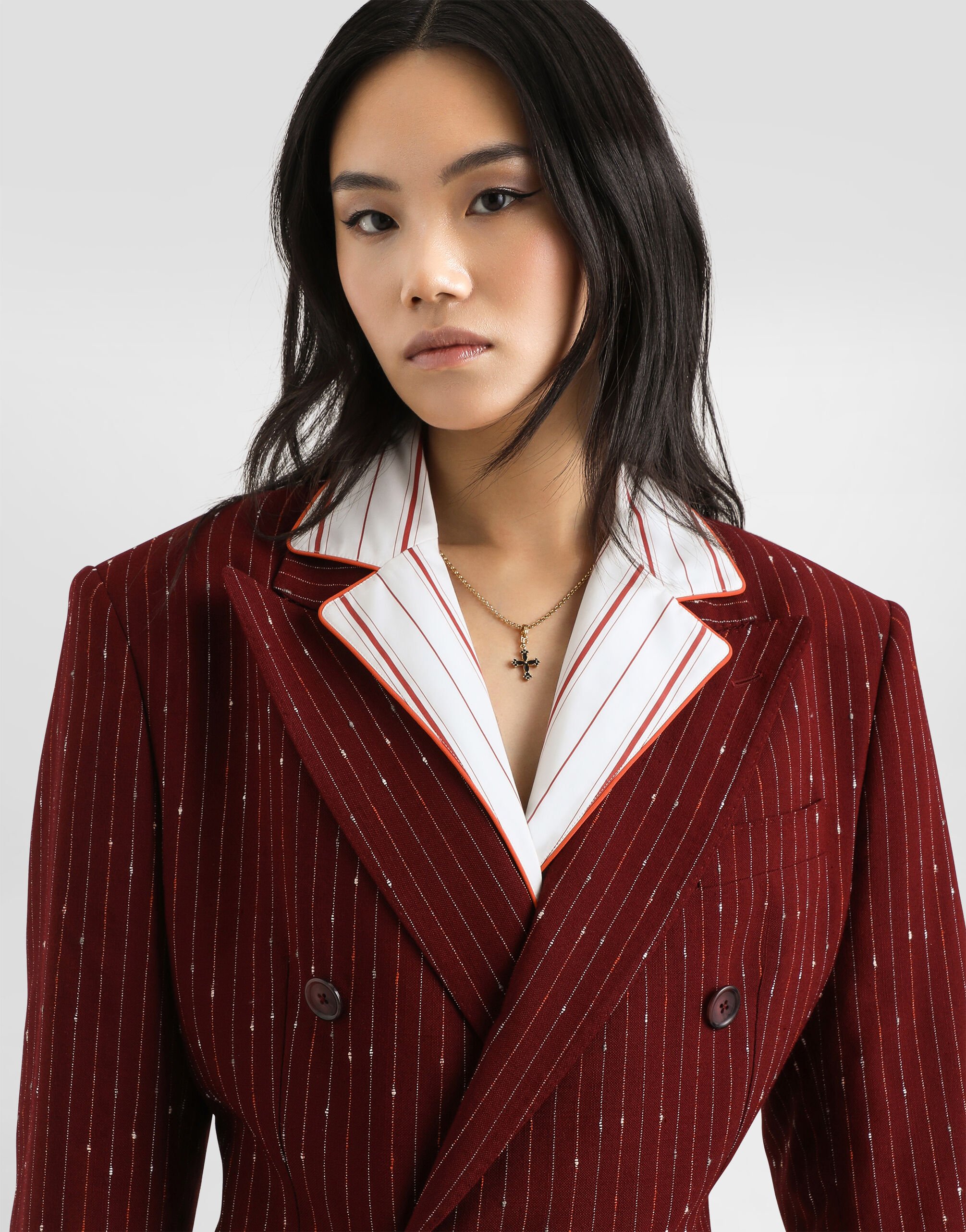 Double-breasted pinstriped taormina jacket in Multicolor for Women