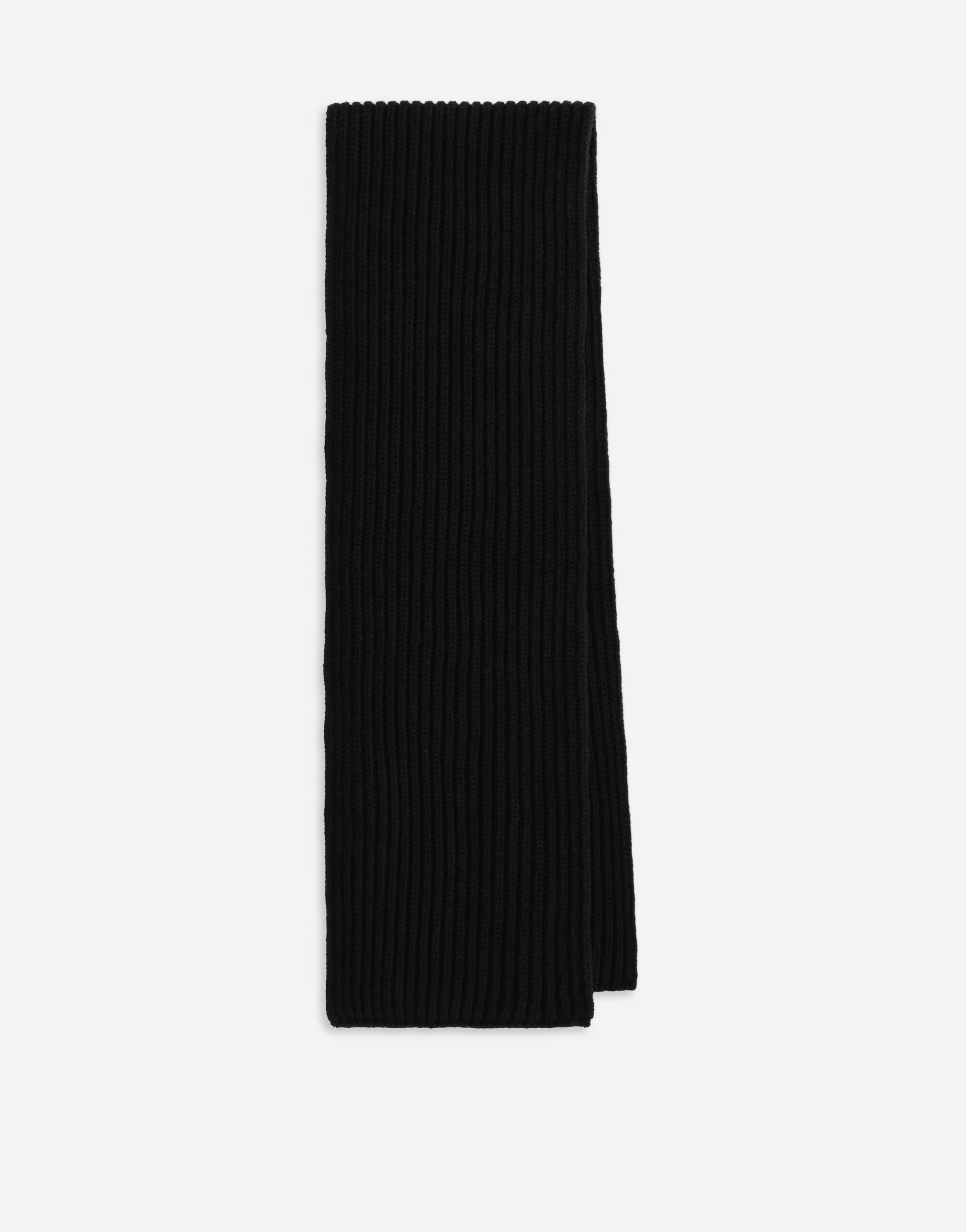 Fisherman's rib knit scarf with logo embroidery in Black for Men