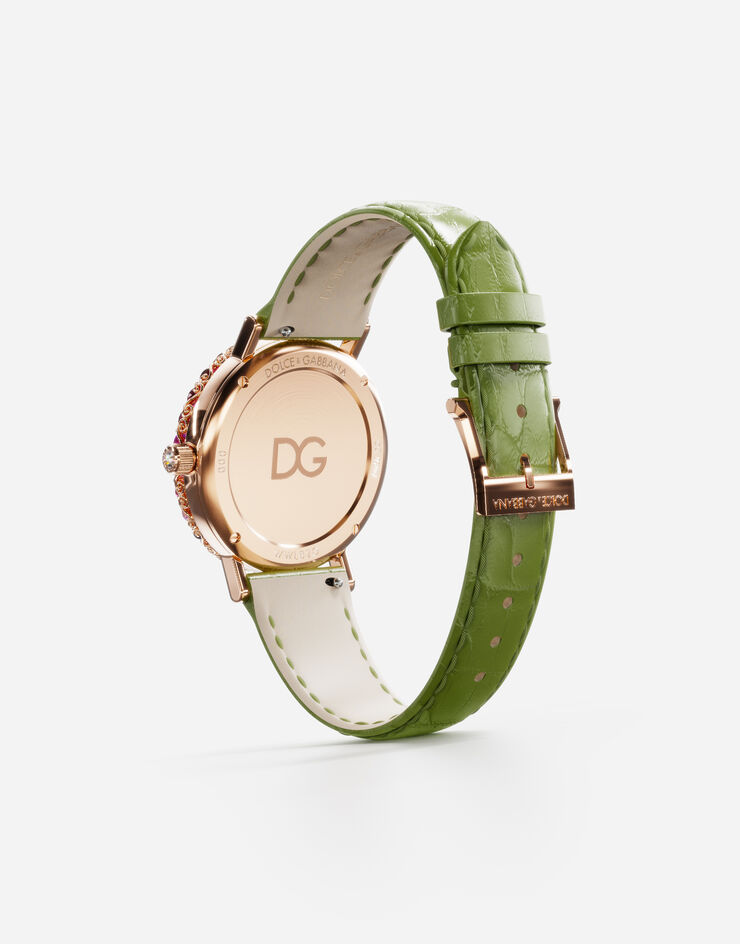 Dolce & Gabbana Iris watch in rose gold with multi-colored fine gems Green WWLB2GXA1XA