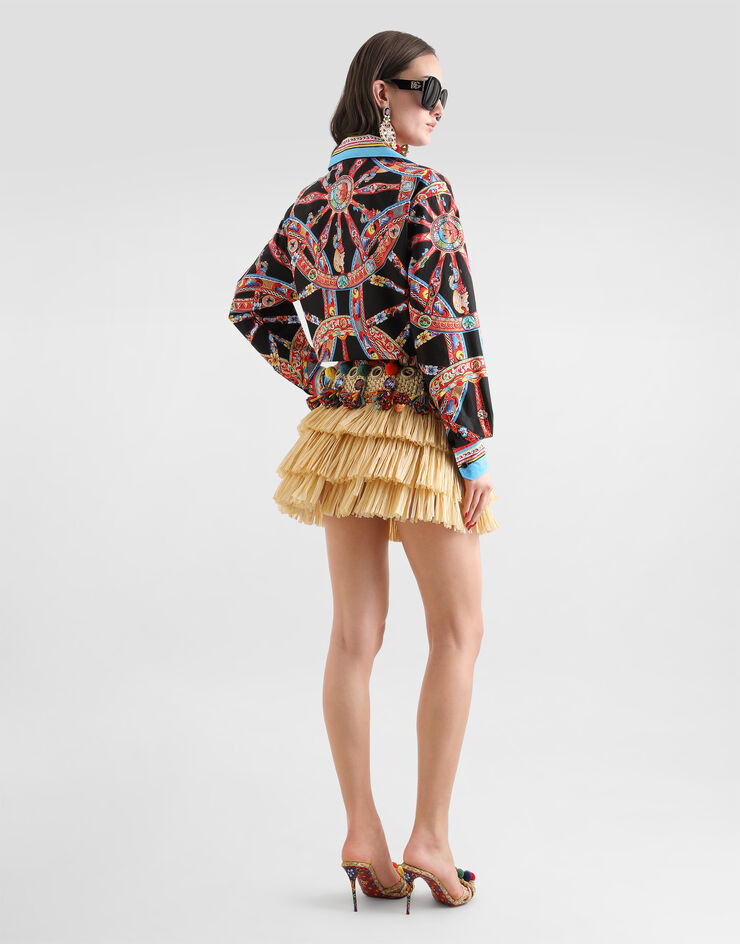 Dolce & Gabbana Raffia miniskirt with applications Dolce & Gabbana Raffia miniskirt with applications Yellow F4DETZGDD0D