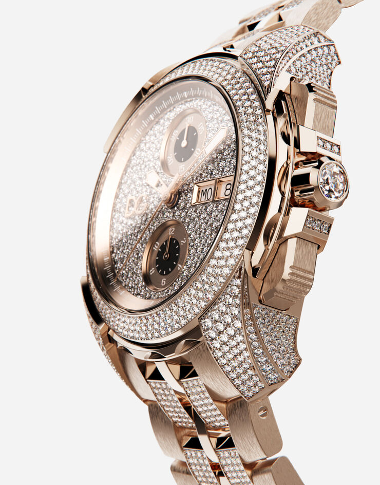 Dolce & Gabbana 다이아몬드 파베 세팅 골드 워치 화이트 골드/핑크 WWJS1GXP003