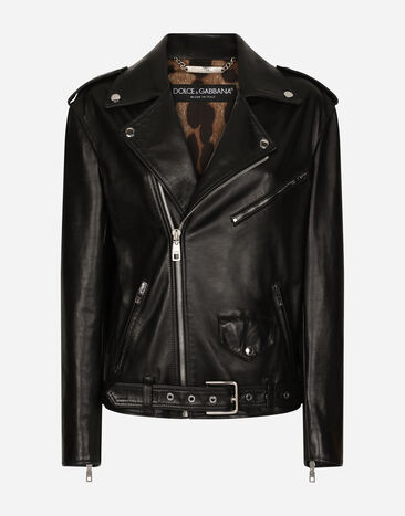 Dolce & Gabbana Leather biker jacket Print F6JDGTFHAA4