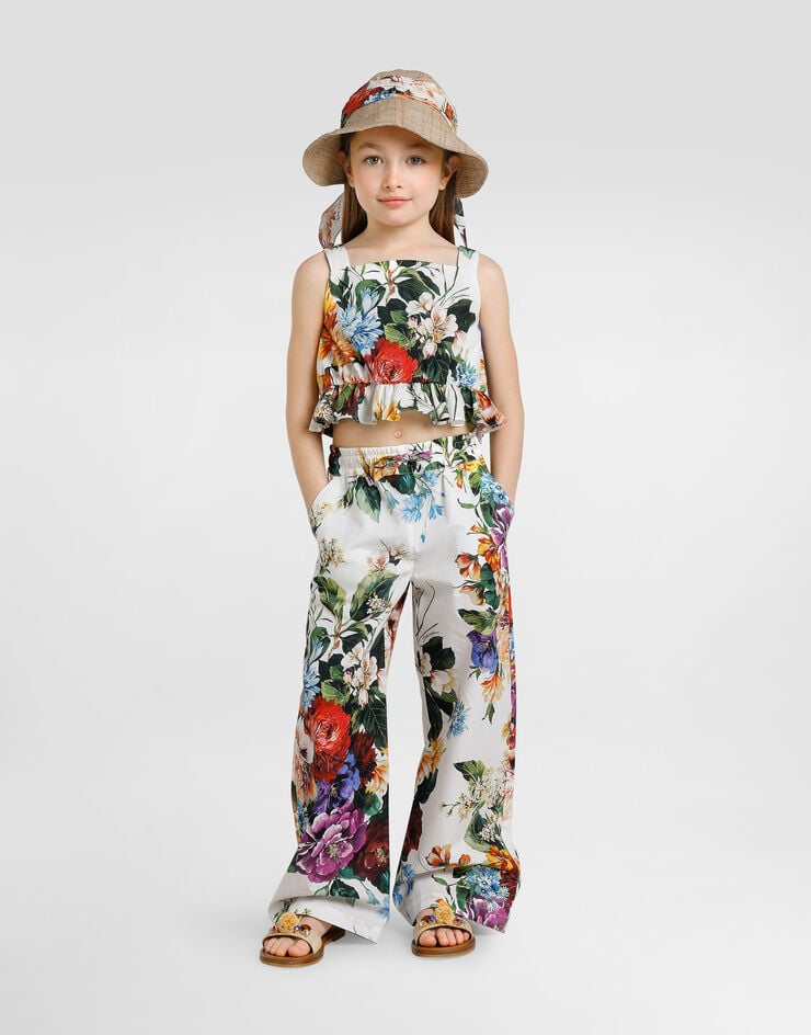 Dolce & Gabbana Pantalón en popelina de algodón con estampado de flores Imprima L53P50HS5TV
