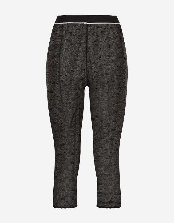 Dolce & Gabbana Jacquard tulle cycling shorts with branded elastic Black O3A69TFLUAP