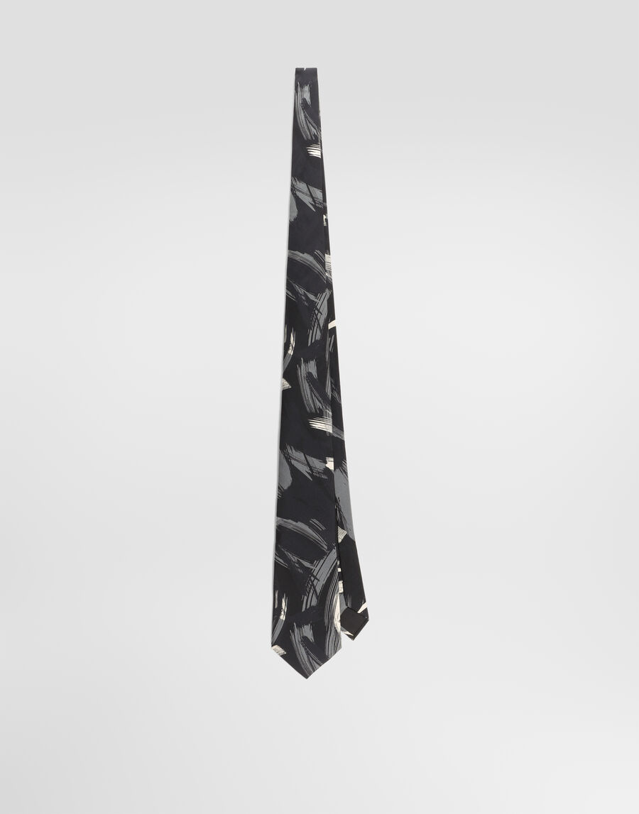 Abstract-print twill tie