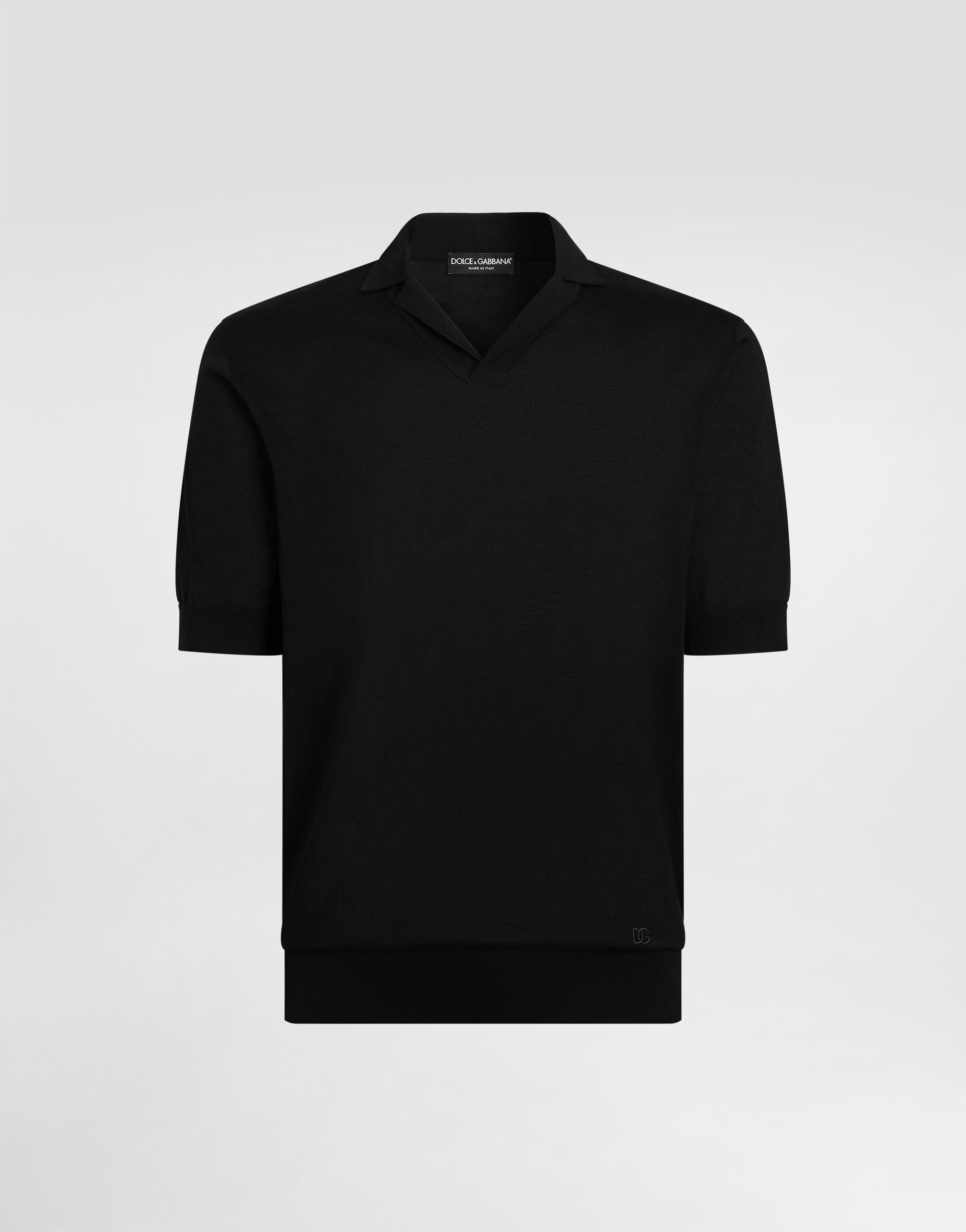 Blackのメンズ Silk knit polo shirt | Dolce&Gabbana®