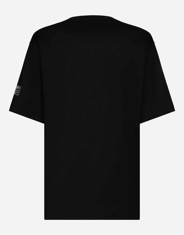 Dolce & Gabbana تيشيرت بأكمام قصيرة وطبعة شعار رأسي أسود G8PN9TG7M1D