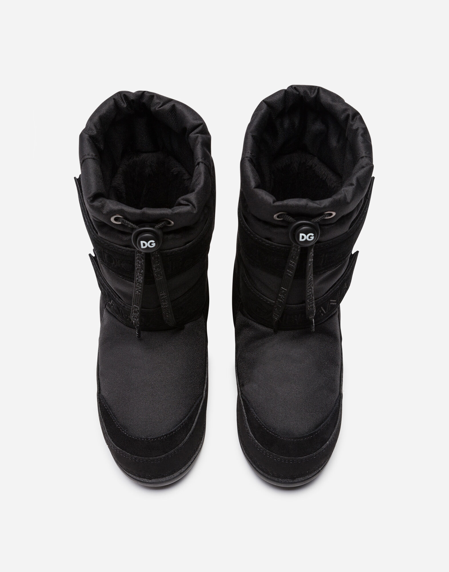 Nylon and split grain leather snow boots with logo in BLACK for Men Dolce Gabbana