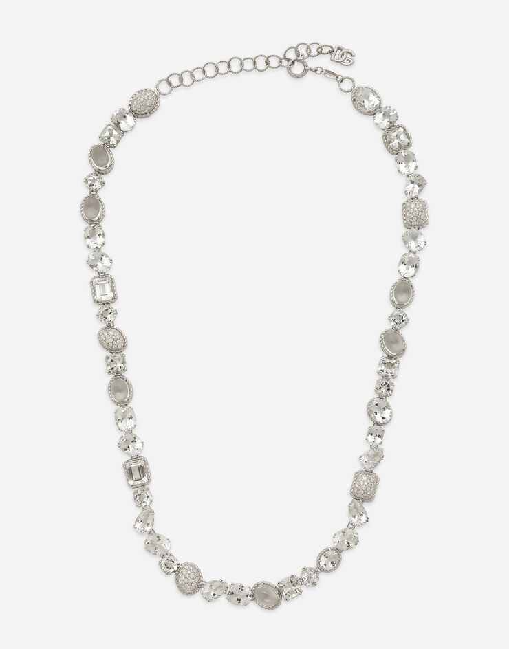 Dolce & Gabbana Anna necklace in white gold 18Kt and colorless topazes White WNQA2GWTPCO