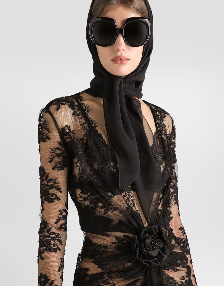 Dolce & Gabbana Lace dress with bow Black F6TTZZHLMQM