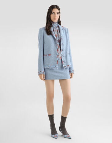 Dolce & Gabbana Veste monopetto en rachel à tissage natté Purple F27IDTHUMWJ
