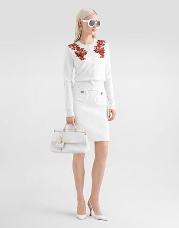 Dolce & Gabbana Кардиган из шелка с вышивкой White FXV07ZJBSPA