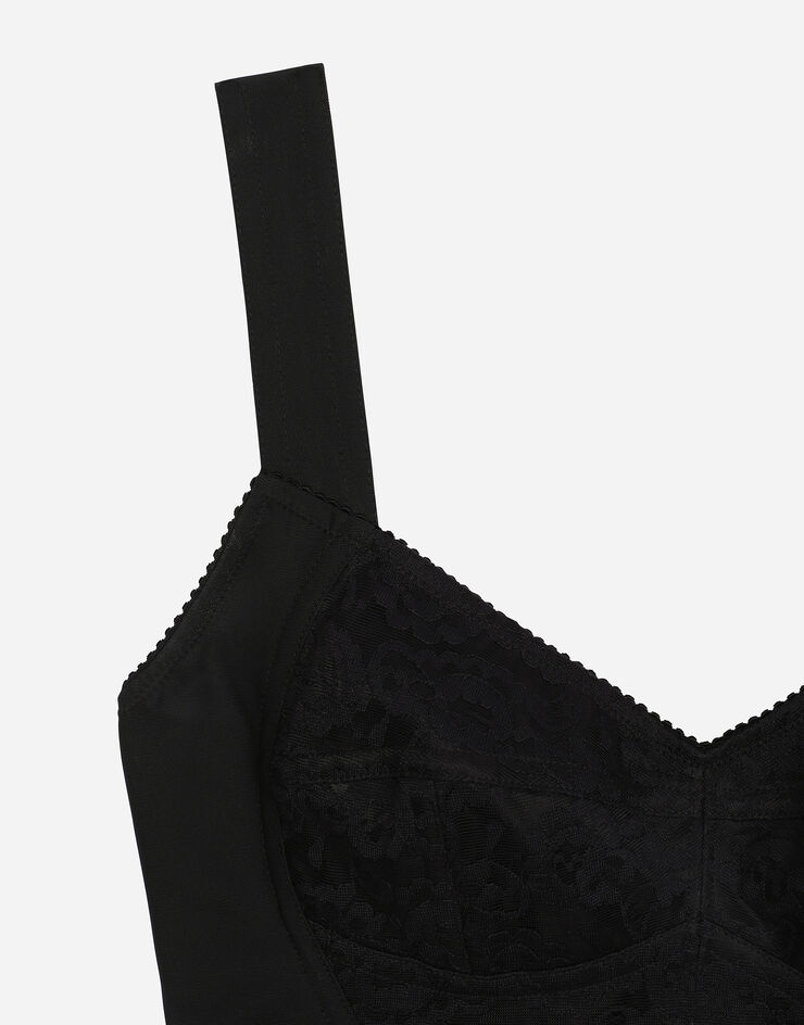 Dolce & Gabbana Bustier style corset en tissu façon gaine jacquard et dentelle Noir F7T19TG9798