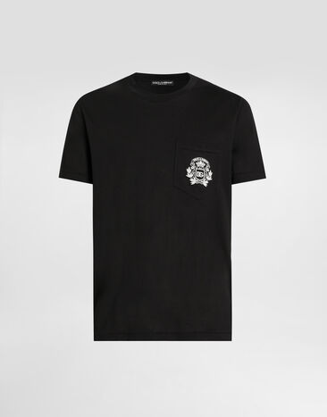 Dolce & Gabbana Cotton t-shirt with embroidery Black G8RA2ZG7PZE