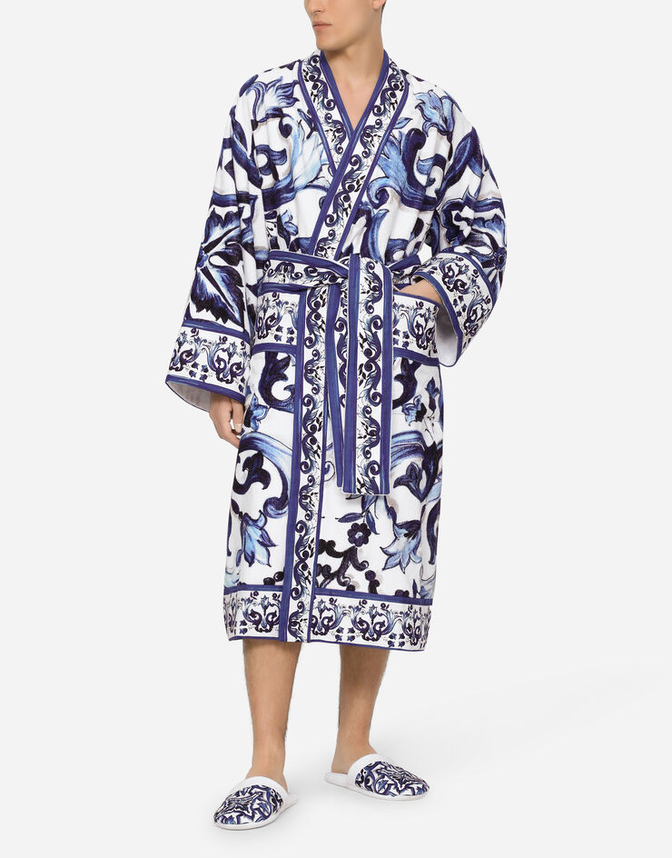 Dolce & Gabbana Terry Cotton Bath Robe Multicolor TCF010TCAGP