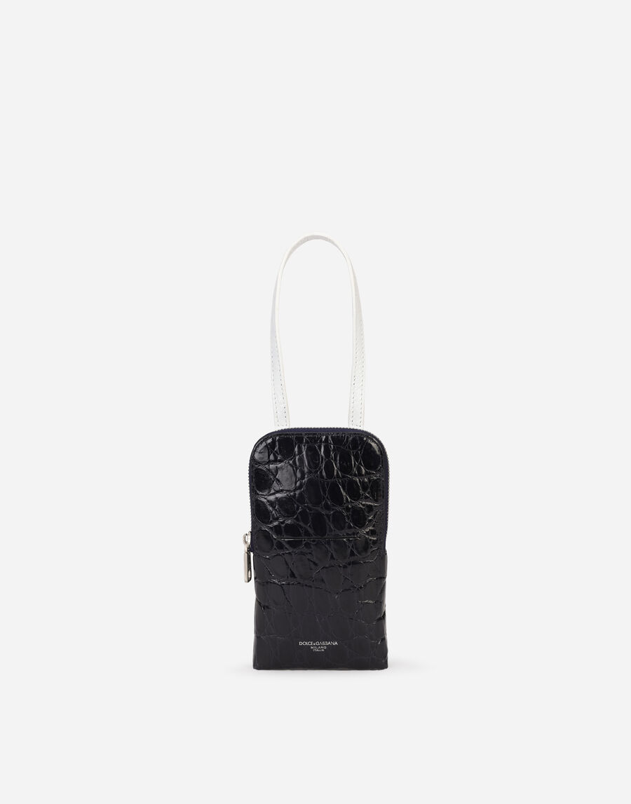 Alligator skin cell phone case with heat-stamped logo