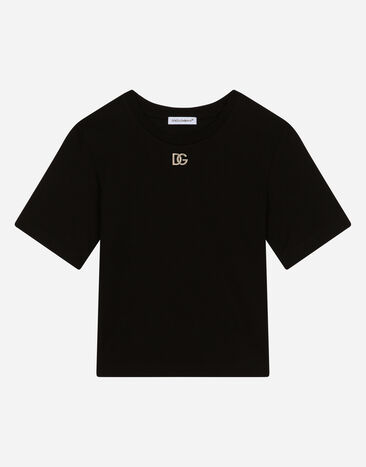 Dolce & Gabbana Camiseta de punto con logotipo DG metálico Negro L5JTKTG7I4L