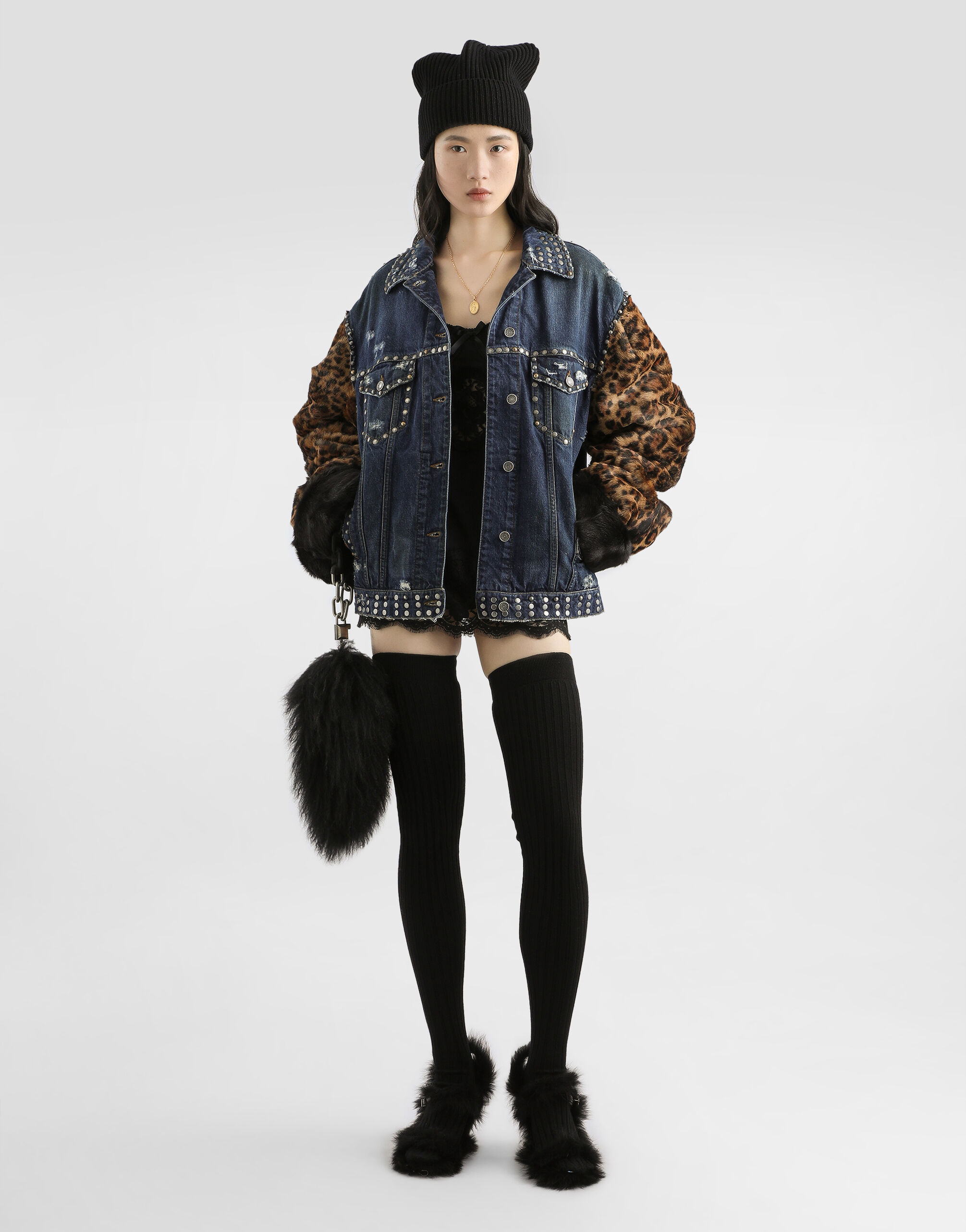 Oversized denim jacket in Multicolor for Women | Dolce&Gabbana® US