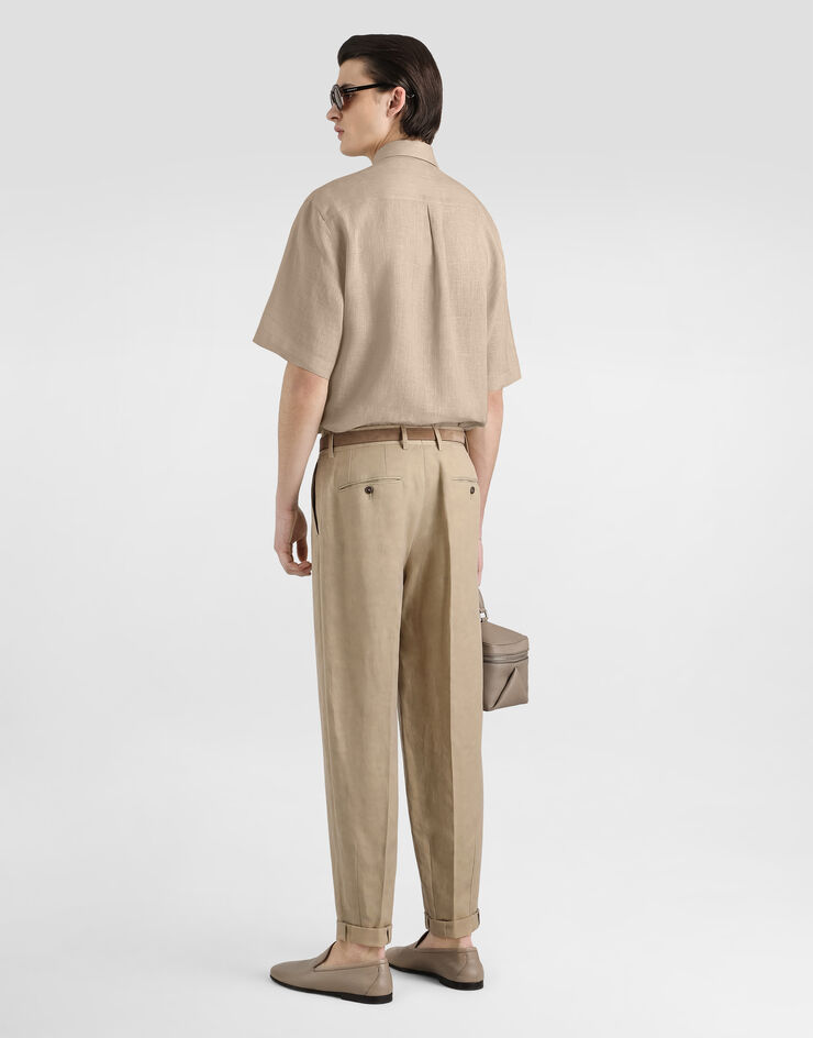 Dolce & Gabbana قم يص Portofino من كتان Beige G5OS0ZFU4MH