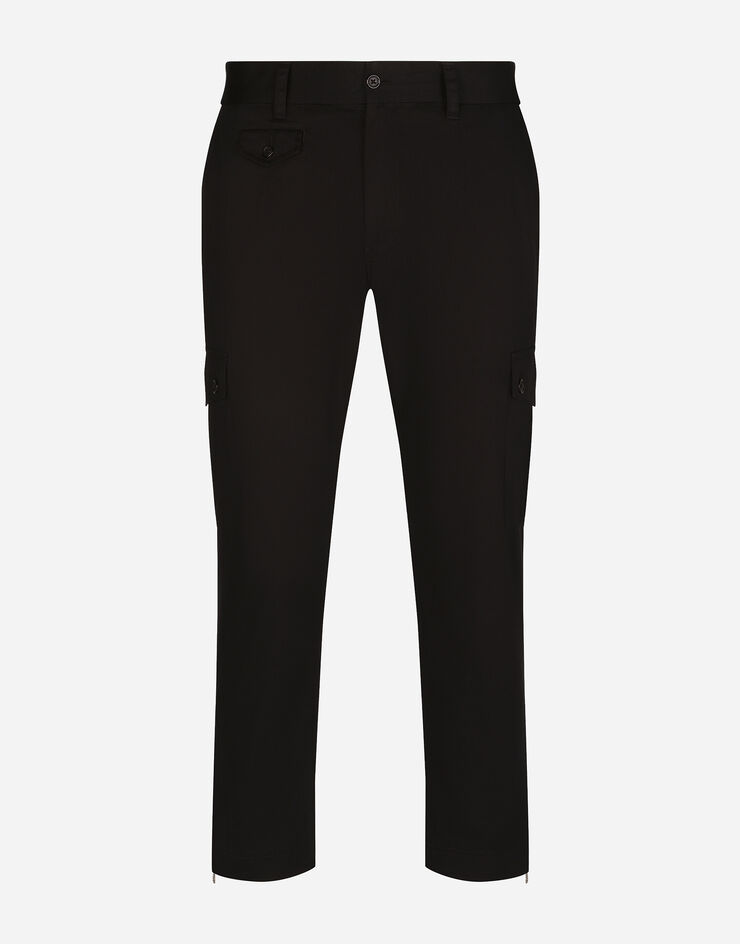 Dolce & Gabbana Stretch cotton cargo pants with branded tag Black GWR2ATGF093