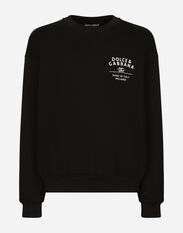 Dolce & Gabbana Round-neck sweatshirt with embroidery Black G9AHSZG7M2H