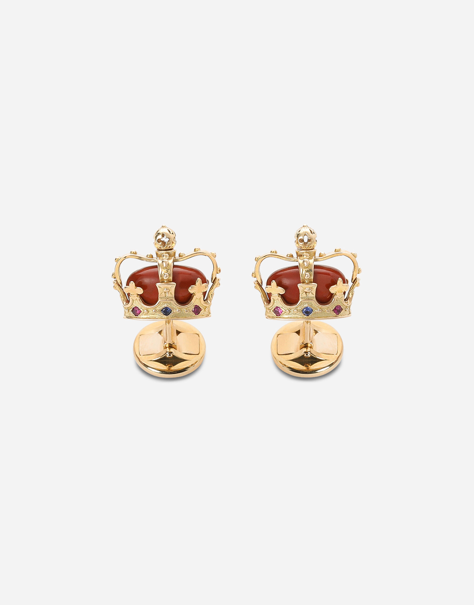 Dolce & Gabbana Crown yellow gold crown cufflinks with red jasper Yellow gold WFHK1GWLAP1