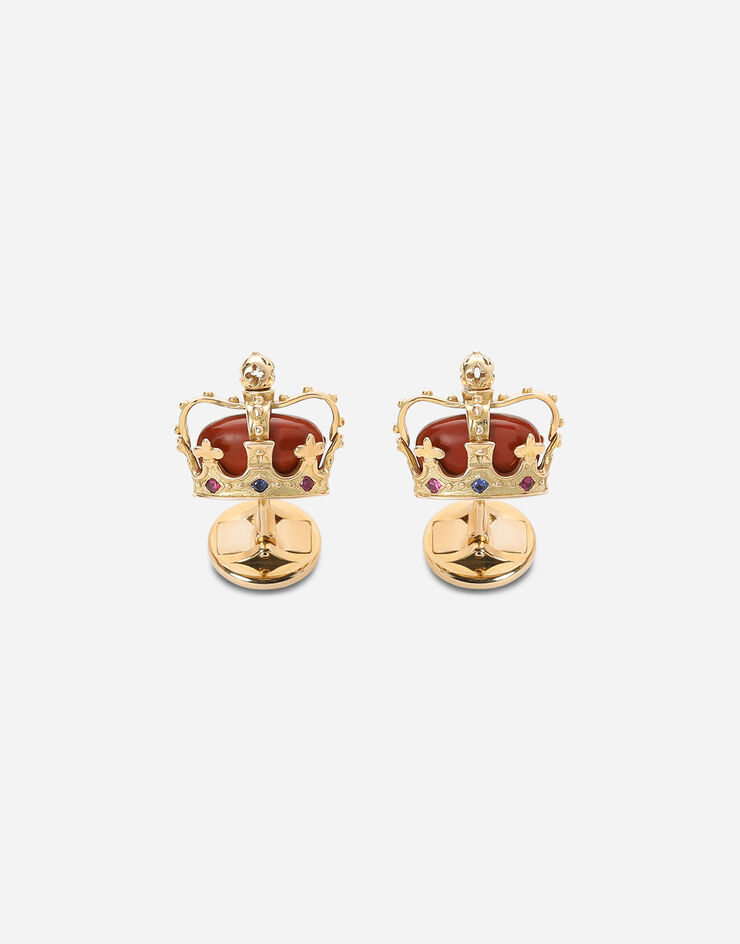 Dolce & Gabbana Crown-Manschettenknöpfe aus Gelbgold mit Jaspis Gelbgold WFHK1GWJAS1