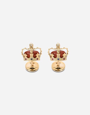 Dolce & Gabbana Crown-Manschettenknöpfe aus Gelbgold mit Jaspis Gelbgold WFHK1GWLAP1
