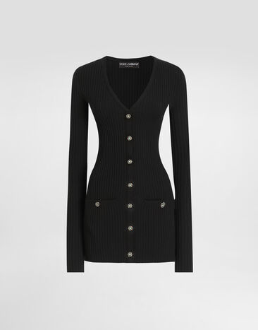 Dolce & Gabbana Cardigan côtelé en laine vierge Noir FXVCNZJCVXG
