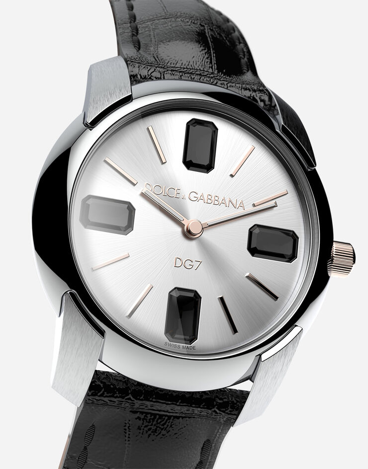 Dolce & Gabbana ساعة بسوار من جلد تمساح أسود WWRE2SXSDNA