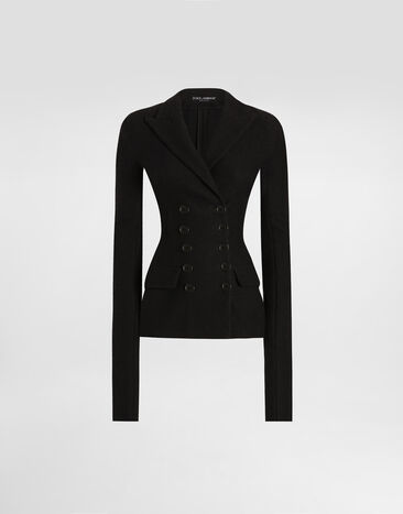Dolce & Gabbana Double-breasted jacket inwool cloth Black F27HDTHU2BB