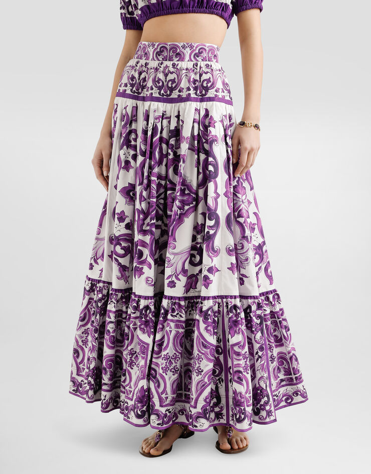 Dolce & Gabbana Majolica-print long skirt Multicolor F4CX0THH5EW