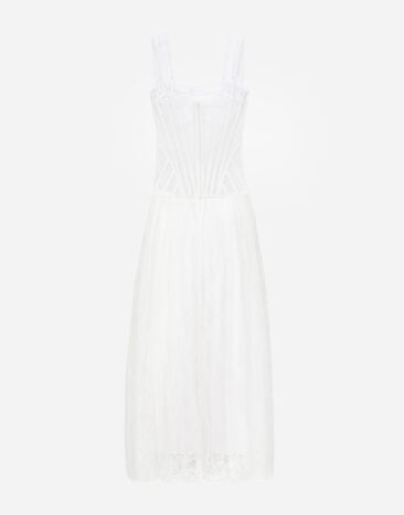 Dolce & Gabbana Long lace dress with corset detailing White F6JHBTILMAP