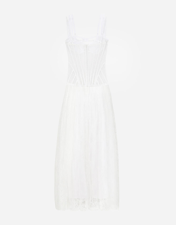 Dolce & Gabbana Long lace dress with corset detailing White F6JHBTILMAP