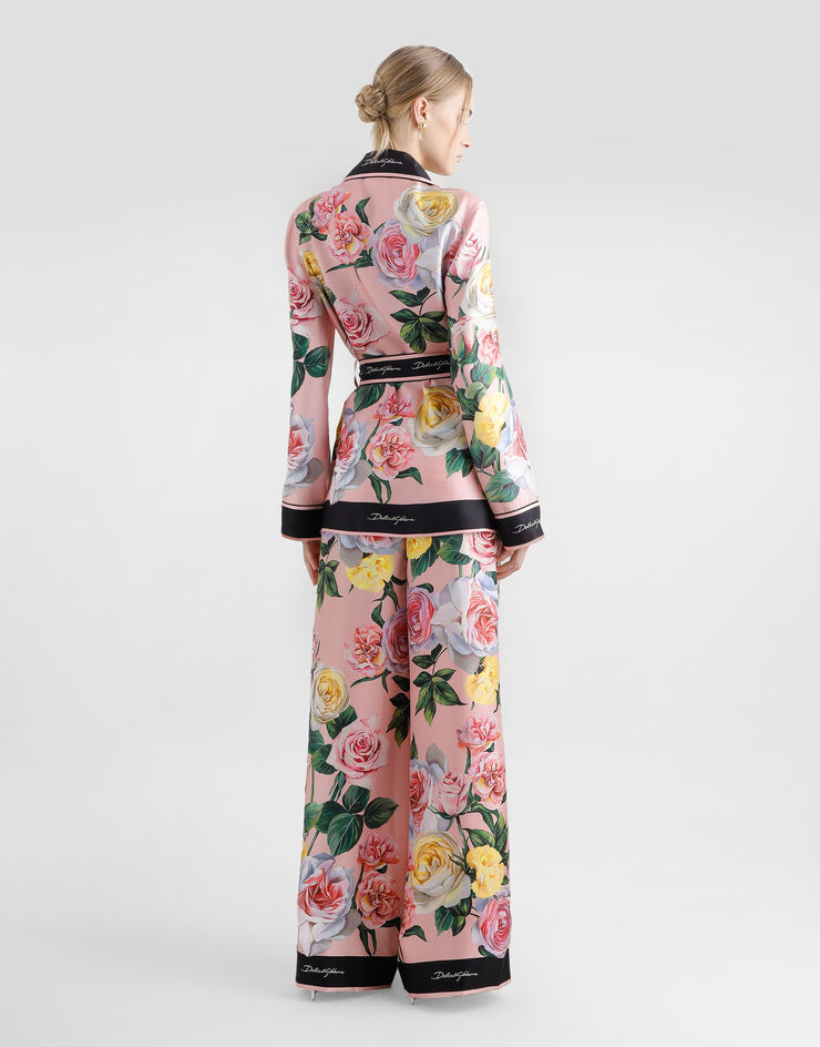 Dolce & Gabbana Silk pajama pants with rose and peony print Print FTCISTHI1W3