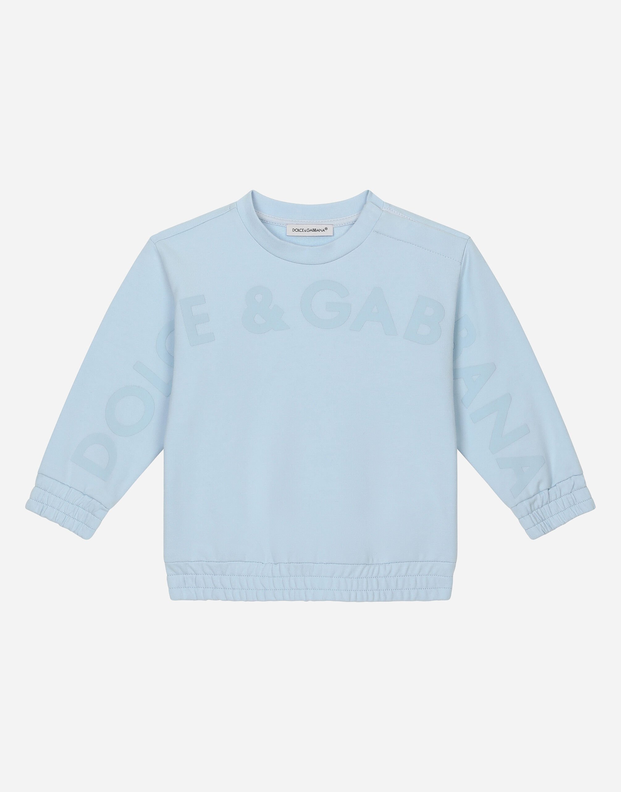 DolceGabbanaSpa Round-neck sweatshirt with logo print Azure L1JB6DISMFZ