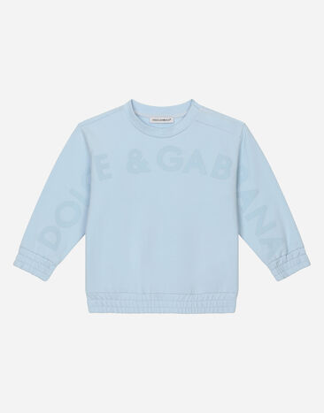 DolceGabbanaSpa Round-neck sweatshirt with logo print Azure L1JB6DISMFZ