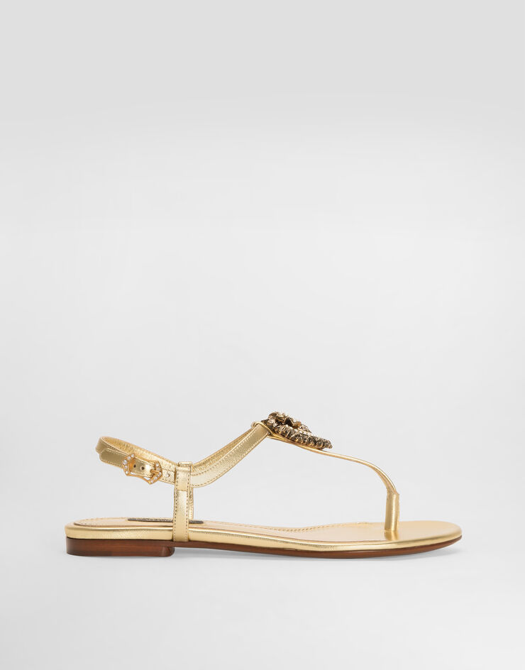 Dolce & Gabbana Nappa leather Devotion thong sandals Gold CQ0353A1016