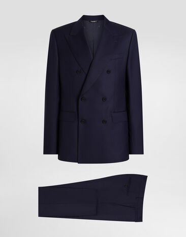 Dolce & Gabbana Double-breasted micro-patterned wool suit Multicolor GK021TFM2GR