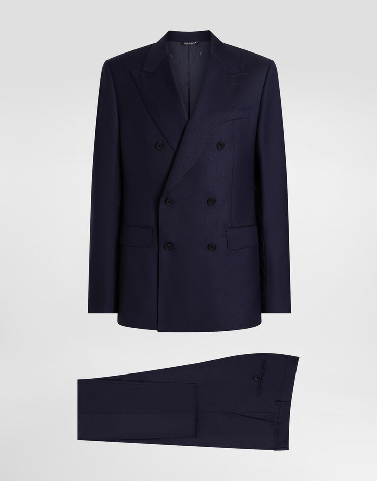 Dolce & Gabbana Double-breasted micro-patterned wool suit Multicolor GK021TFM2GR