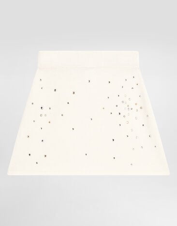 Dolce & Gabbana Knitted skirt with rhinestones Beige L5KI05JDVFB