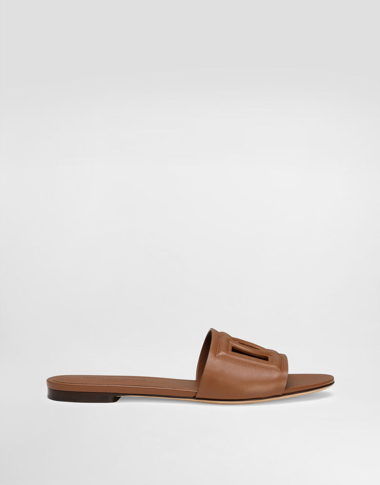 Dolce & Gabbana Pantolette aus Kalbsleder und DG-Logo Braun CQ0436AY329