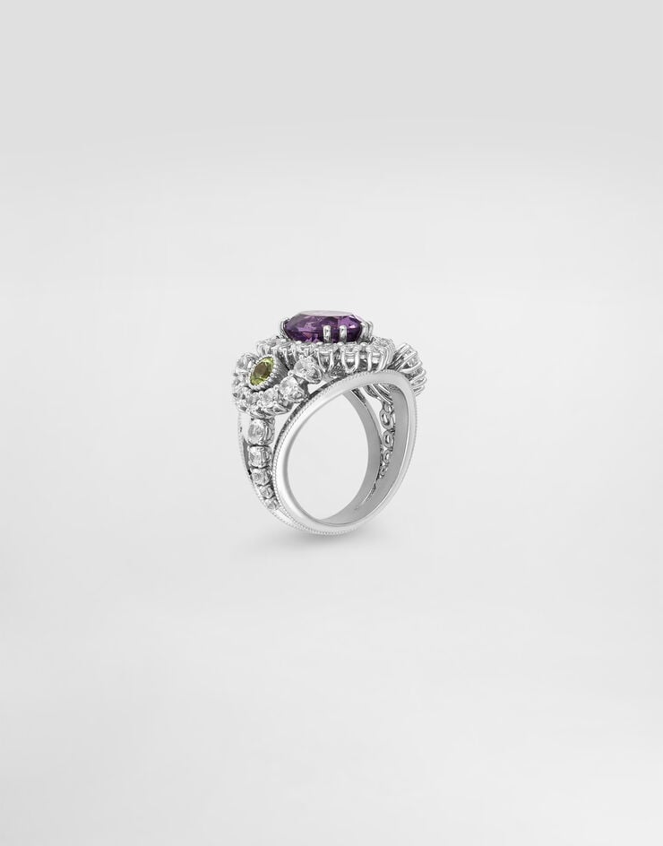 Dolce & Gabbana Eleganza Ring 18-carat white gold, amethyst, peridots, and sapphires White WRSA3GWAME1