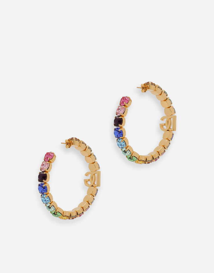 Dolce & Gabbana Hoop earrings with DG logo and colorful rhinestones Multicolor WEO6C2W1111