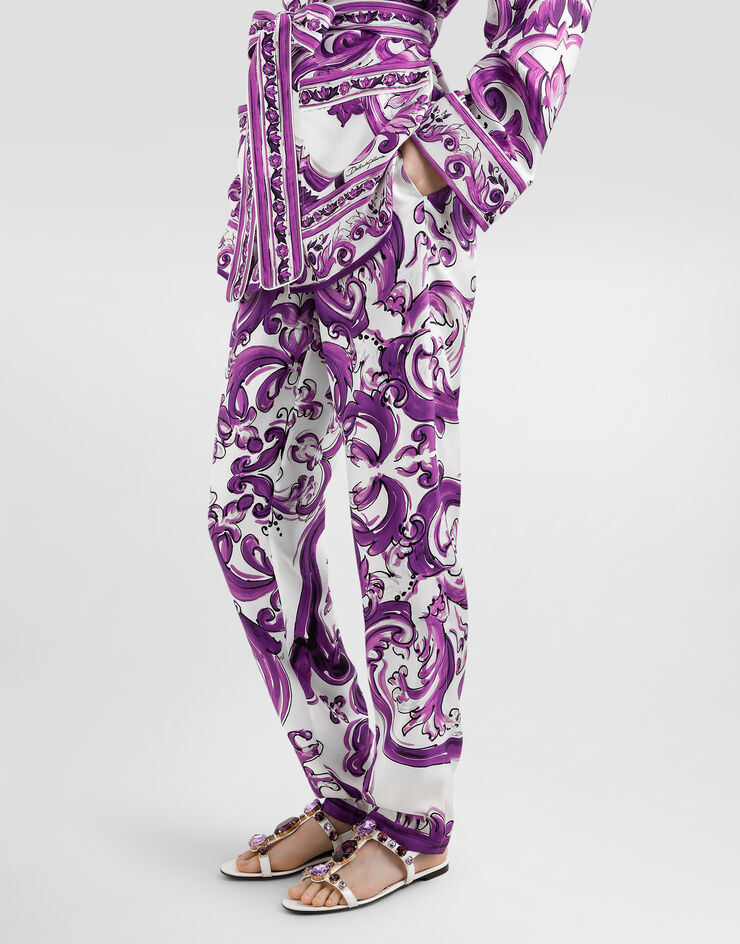 Dolce & Gabbana Majolica-print silk twill vanity trousers Multicolor FTC4TTHI1S6