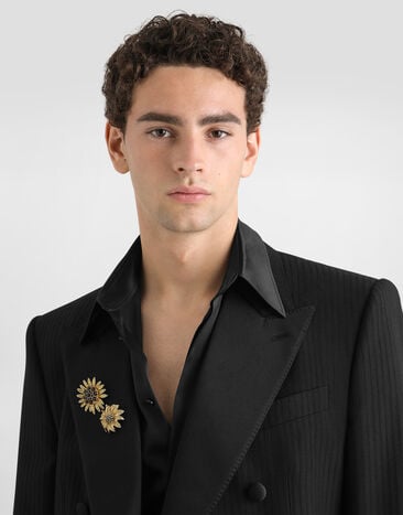 Dolce & Gabbana Sartoria floral brooch with rhinestones Gold WPS1F7W1111