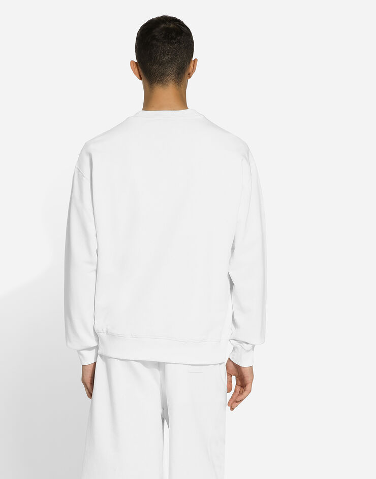 Dolce & Gabbana Sweatshirt aus Jersey mit DG-Logoplakette Weiss G9AHSTG7NTZ