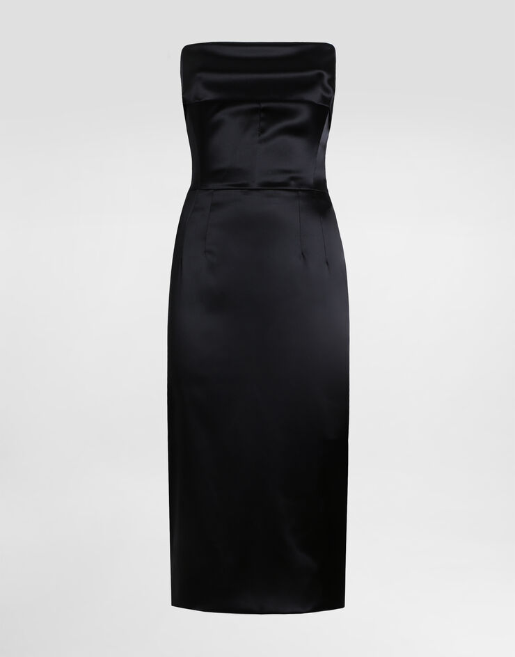 Dolce & Gabbana 缎布束身直筒中长连衣裙 黑 F6JNYTFURAD
