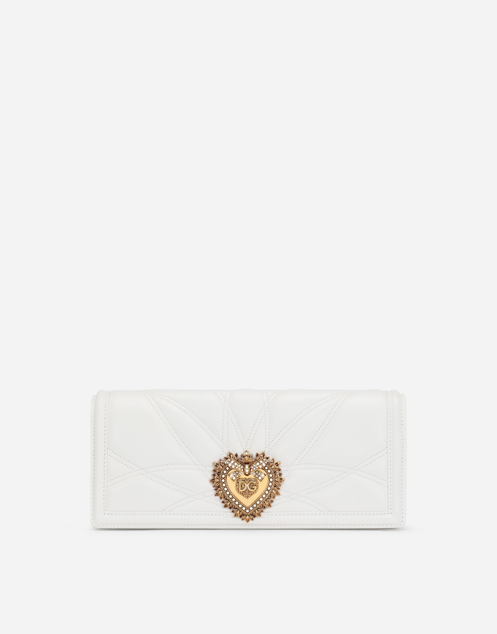 Dolce & Gabbana Quilted nappa leather Devotion baguette bag White BB7541AF984