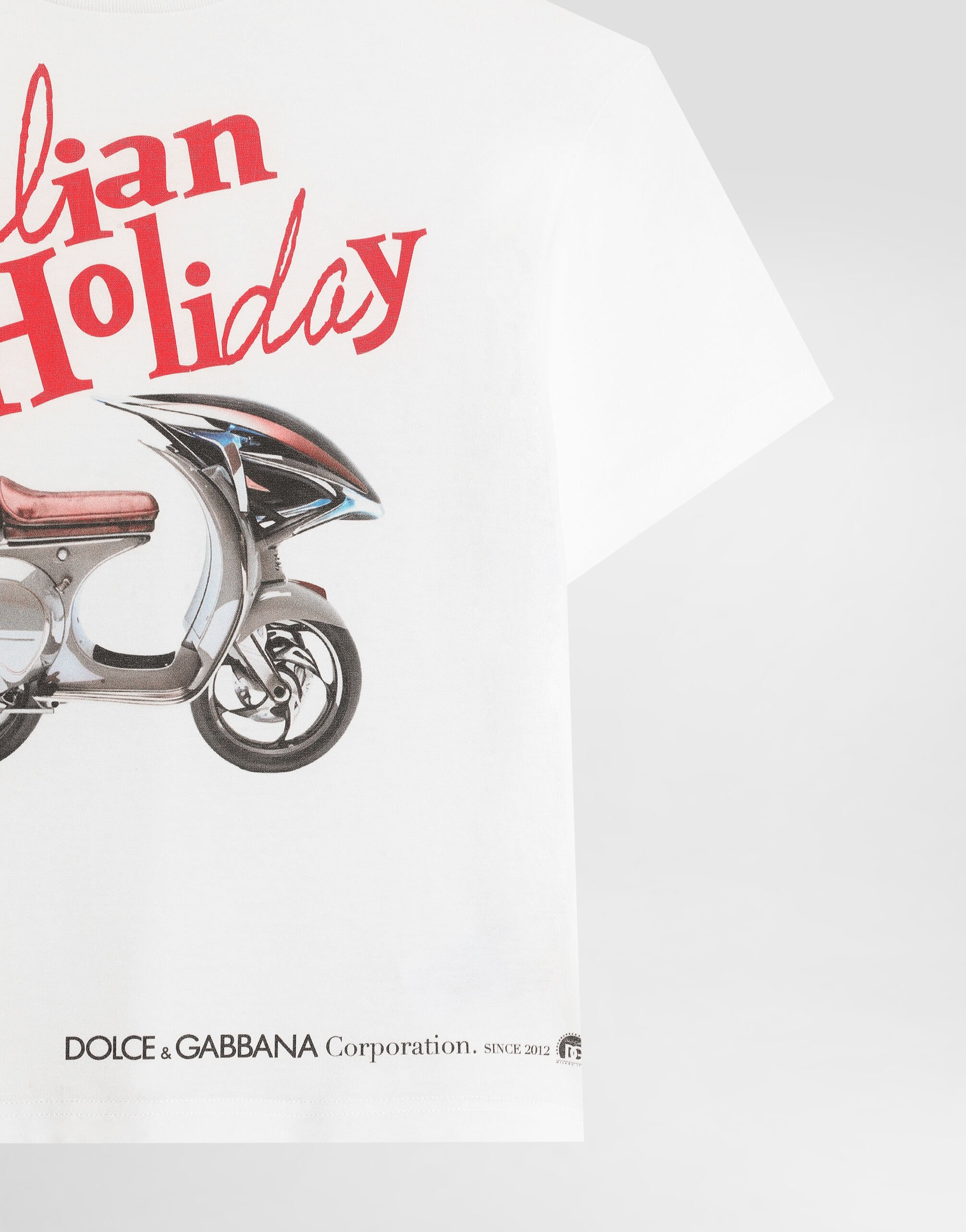 Jersey T-shirt with Italian Holiday print in White for Boys